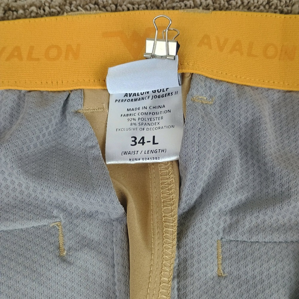Avalon Golf Performance Jogger II Men 34L Tan Khaki Athletic Golf Pants - Picture 5 of 12